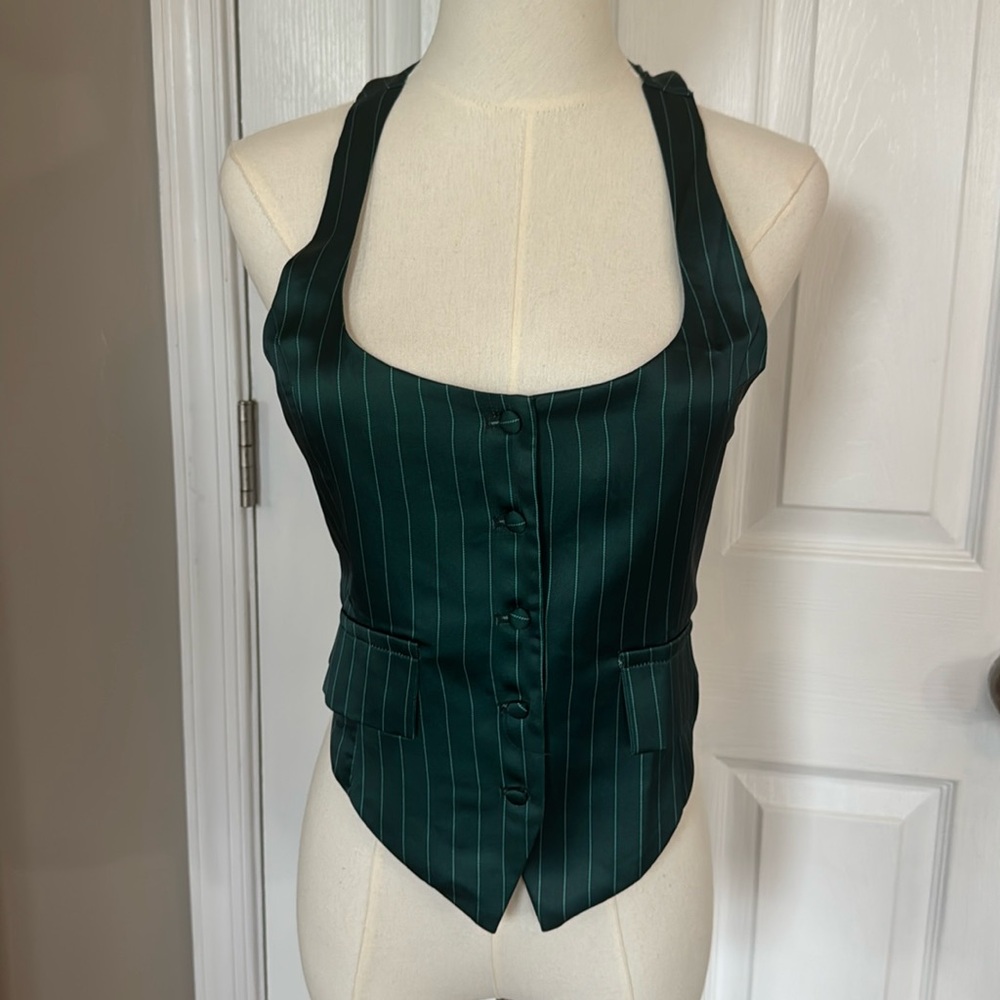 Lioness Green Striped Vest